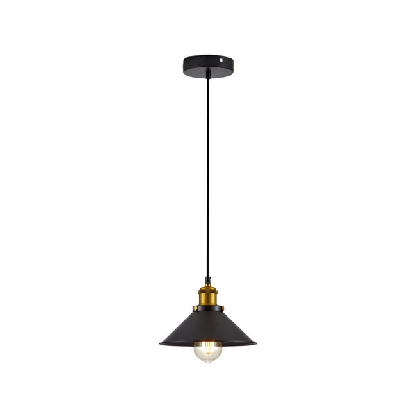 Главное изображение небольшого черного металлического подвесного света, идеального для кухни в современном стиле.