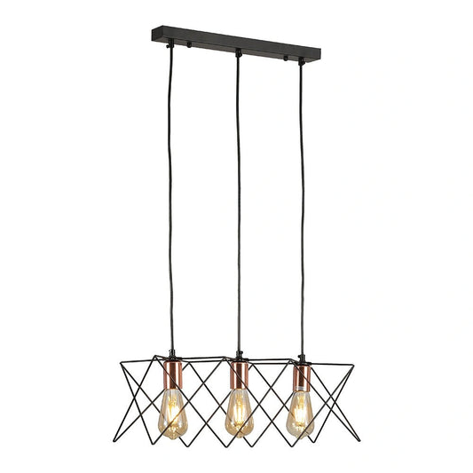 Основное изображение черного металлического кованого островного светильника, идеально подходящего для кухни в индустриальном стиле.