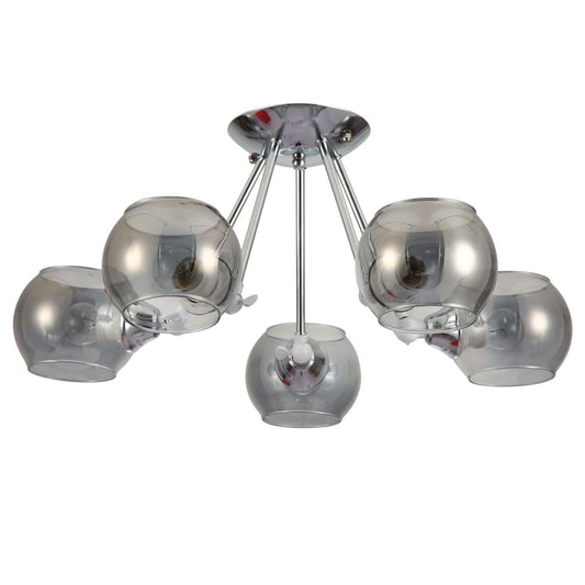 Main image of Smoky Cut-out Globe Glass Hinged Chrome Metal Semi Flush Ceiling Light 159-17586 | TEKLED 159-17586