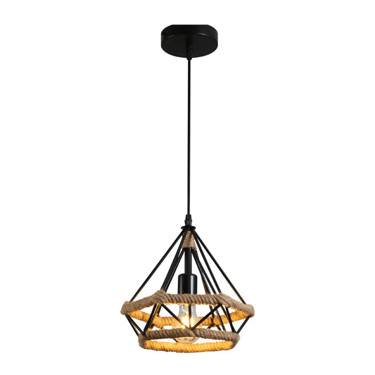Main image of Manila Hemp Rope Diamond Pendant Light Black E27 159-18123
