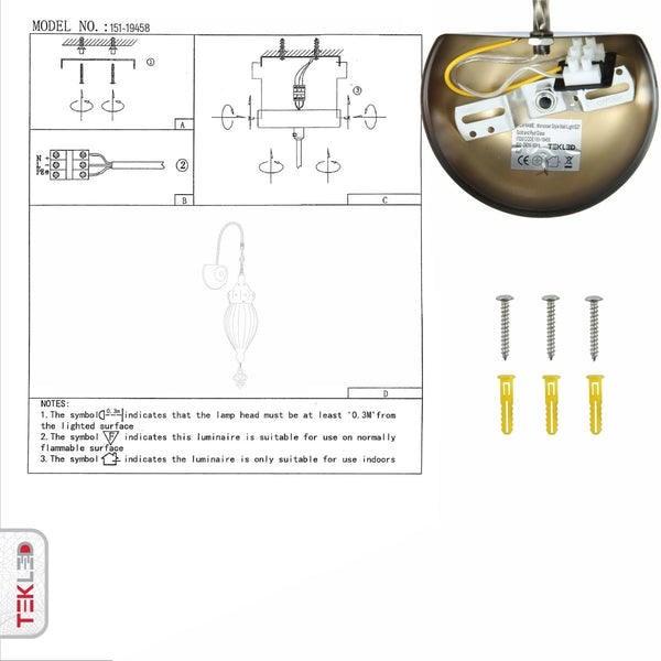 Техническое руководство настенного светильника в восточном стиле с красным стеклом и антикоррозийным латунным корпусом.