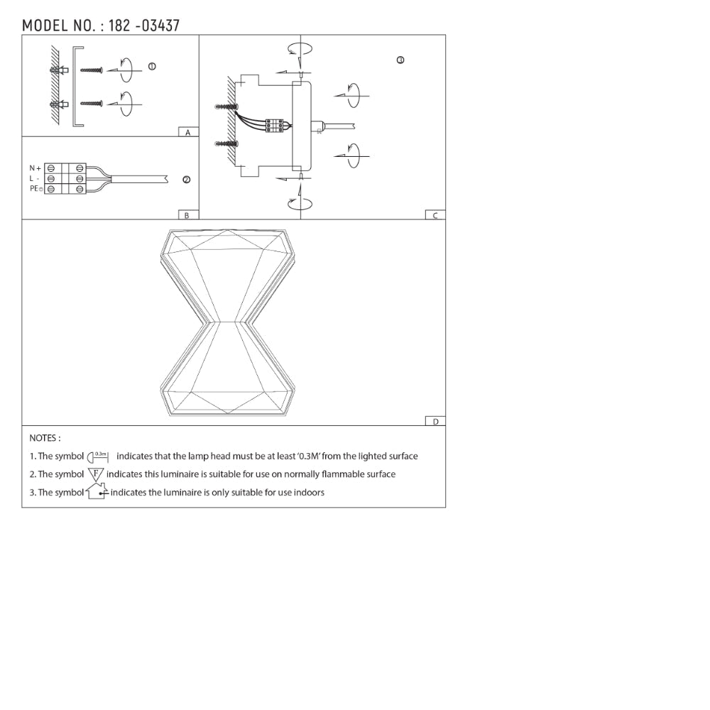 Стена современный LED светильник в форме песочных часов, идеально подходит для оформления офисов и гостиных в стиле минимализм.