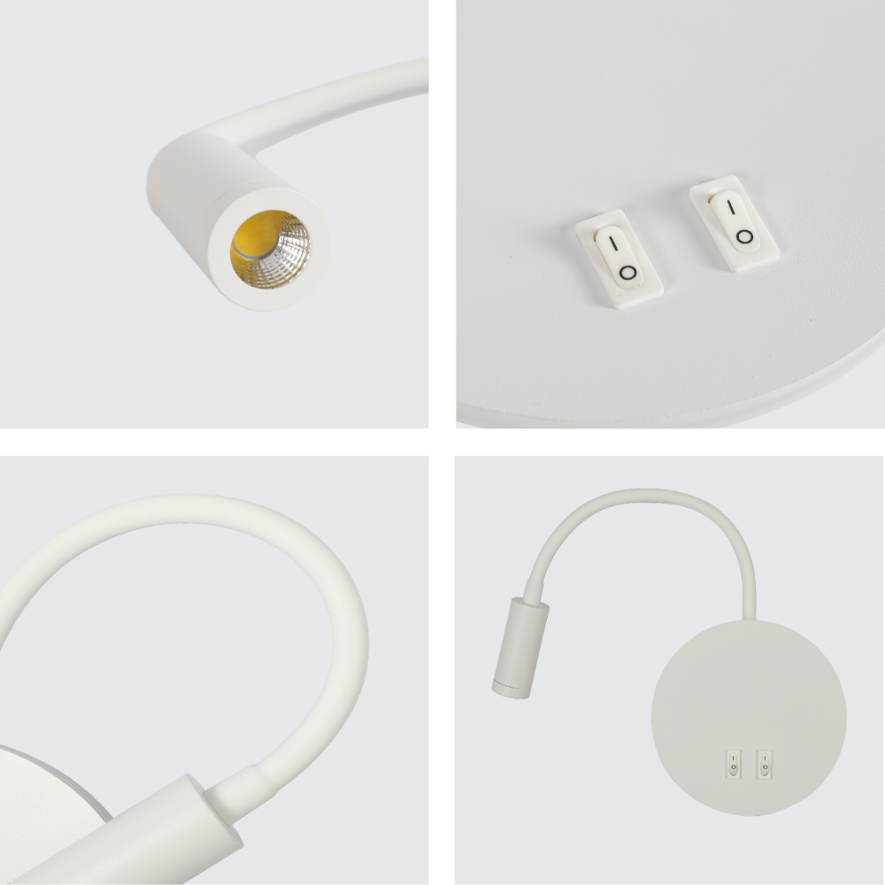 Гусеничный настенный светильник с LED-освещением, идеально подходящий для спальни в современном интерьере.