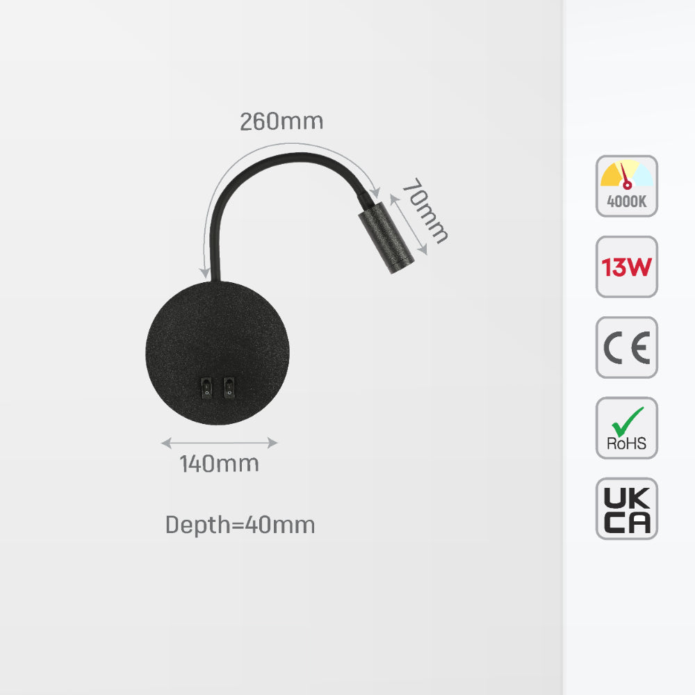 Настенное LED-освещение с гибкой ножкой, идеальное для спальни в современном стиле, создающее уютный и функциональный уголок.