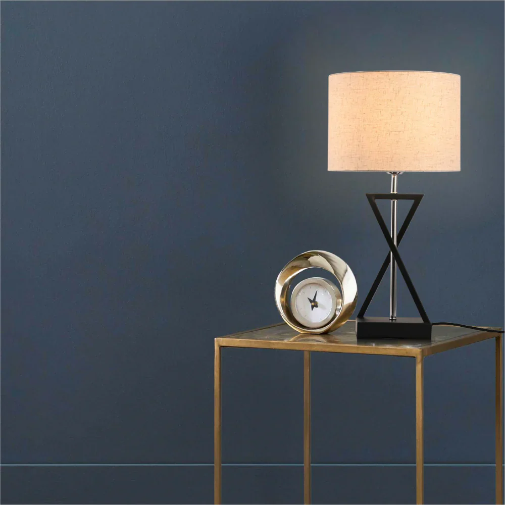 Living room kitchen bedroom use of Nordic Art Deco Table Lamp Black Nickel Flaxen | TEKLED 130-03636