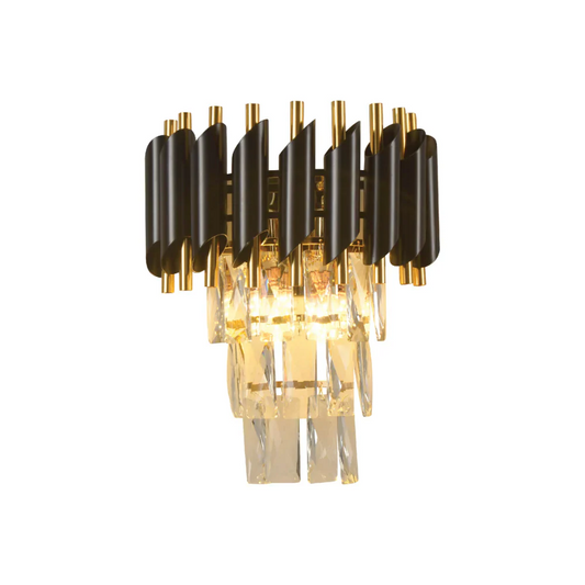 Main image of Orbit Glow Design 3 Tiered Crystal Wall Sconce Light Black Gold | TEKLED 151-19932