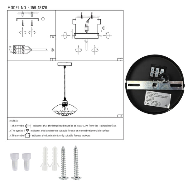 Основное изображение черной индустриальной потолочной подвесной лампы в стиле лофт, идеально подходящей для кухни или столовой.