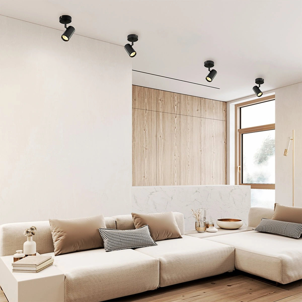 Спот c GU10 встраиваемым светильником, идеально подходящий для современных интерьеров в гостиной или офисе с минималистичным дизайном.