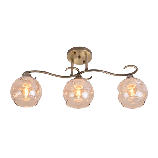 Main image of S-Curve Antique Brass and Dimpled Amber Globe Light | TEKLED 159-179980