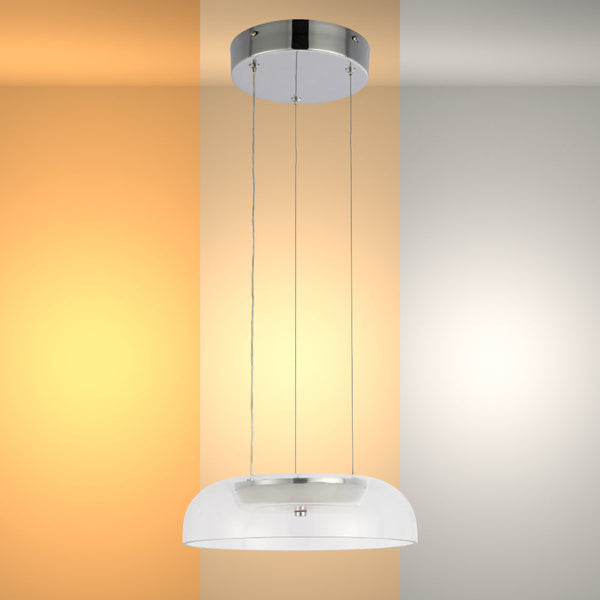 Современный минималистичный стеклянный подвесной светильник с хромовой отделкой для стильных интерьеров.
