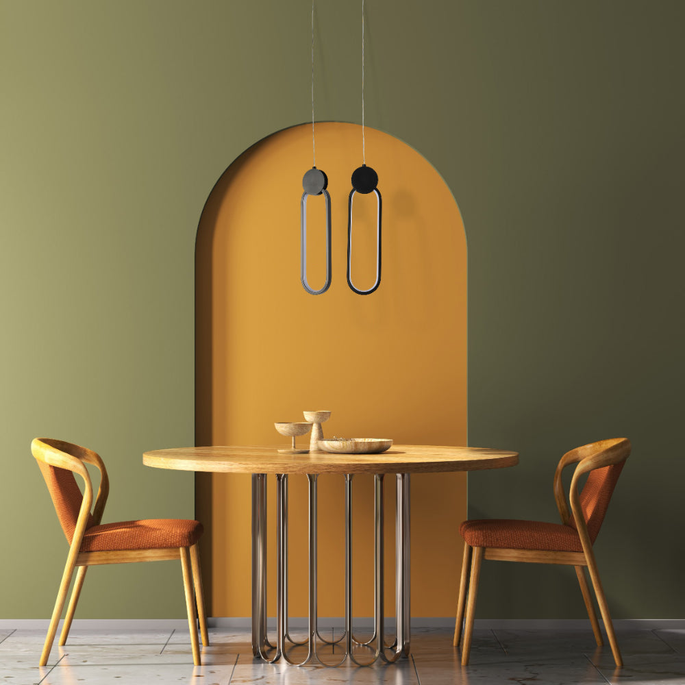 Современная черная LED-подвеска для спальни в скандинавском стиле с изменяемой температурой света.