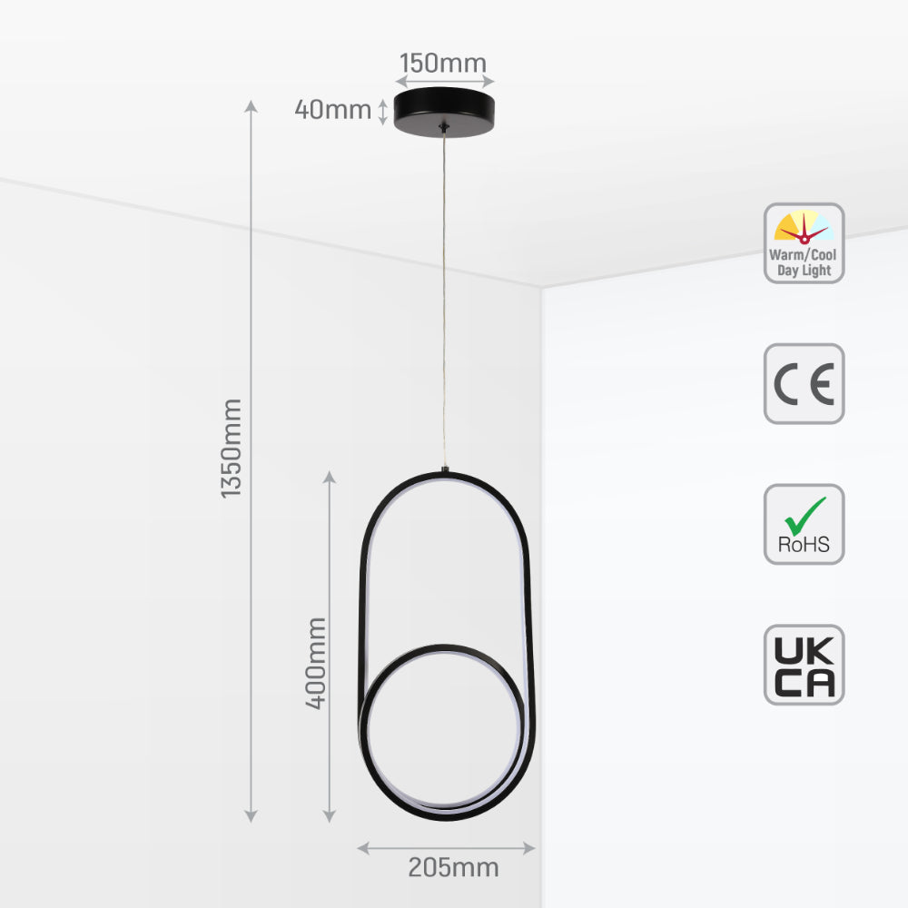 Современный черный LED-светильник-подвеска в скандинавском стиле для спальни, идеален для ночного освещения.