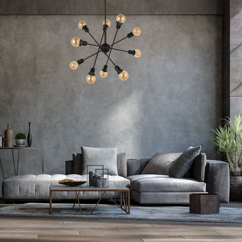 Основное изображение черного потолочного светильника с регулируемой геометрией, идеального для современных интерьеров.