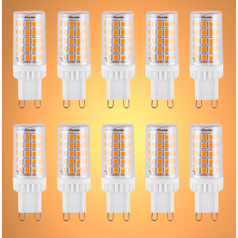 Комплект из 10 светодиодных капсульных ламп G9, мощностью 4.8W, идеален для кухни с современным дизайном.
