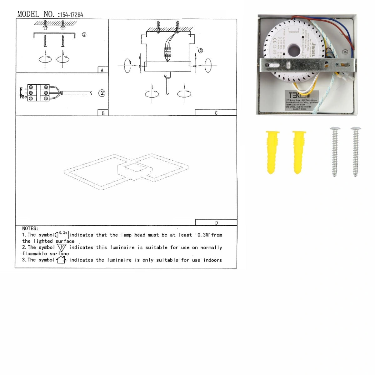 Техническое руководство потолочного светильника 34W с пультом, современный скандинавский стиль, изменяемая яркость и температура света.