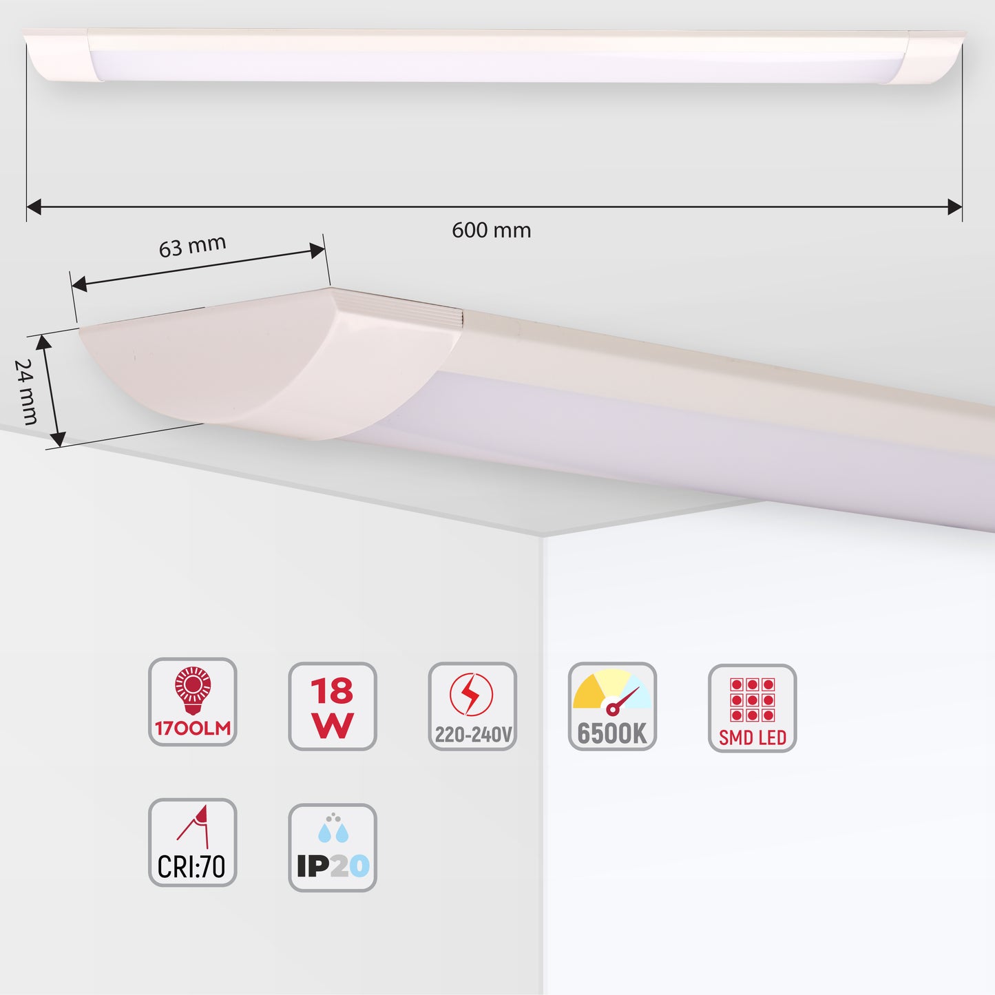Линейный накладной светильник LED FLD-202 и FLD-402 6000К