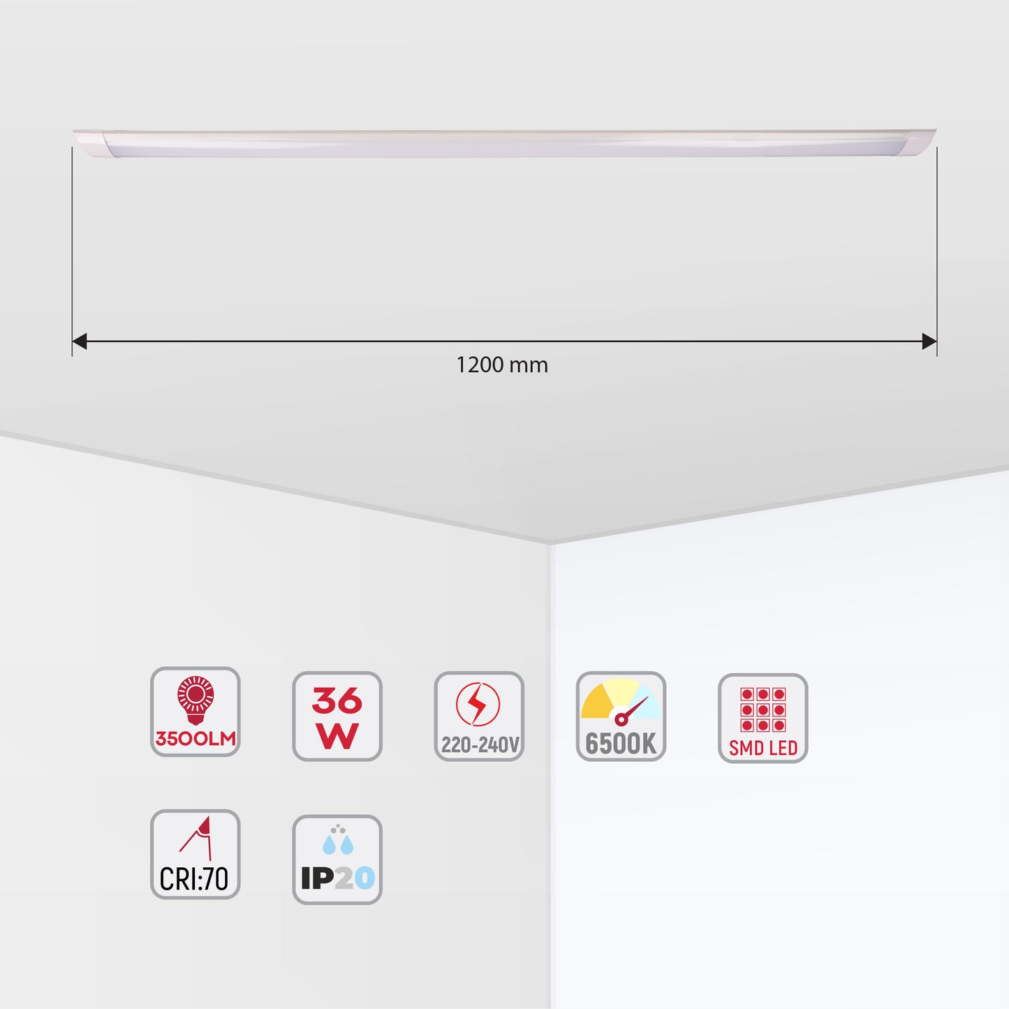 Линейный накладной светильник LED FLD-202 и FLD-402 6000К