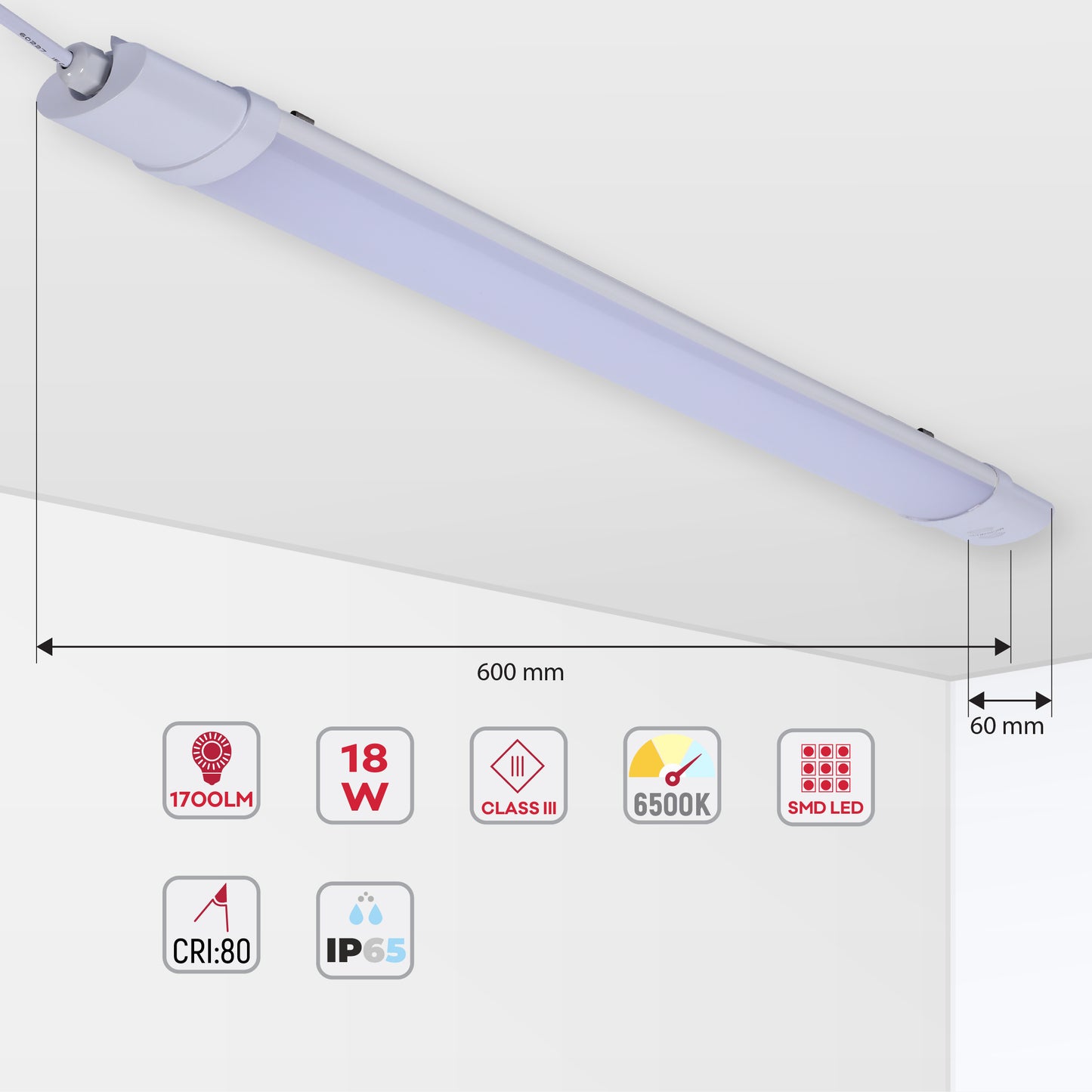 Сенсорный и уличный линейный накладной светильник LED 6500К IP65