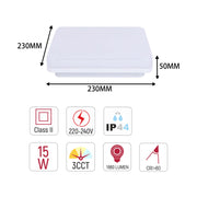 NIKA IP44 төртбұрышты жарықдиодты төбе шамы