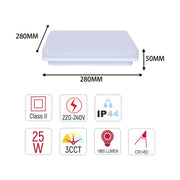 NIKA IP44 төртбұрышты жарықдиодты төбе шамы