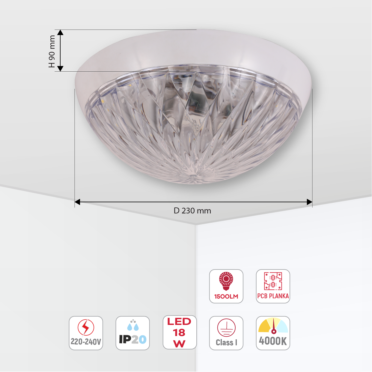 Потолочный светильник KAMELYA MINI LED, 18Вт, диаметр 230 мм