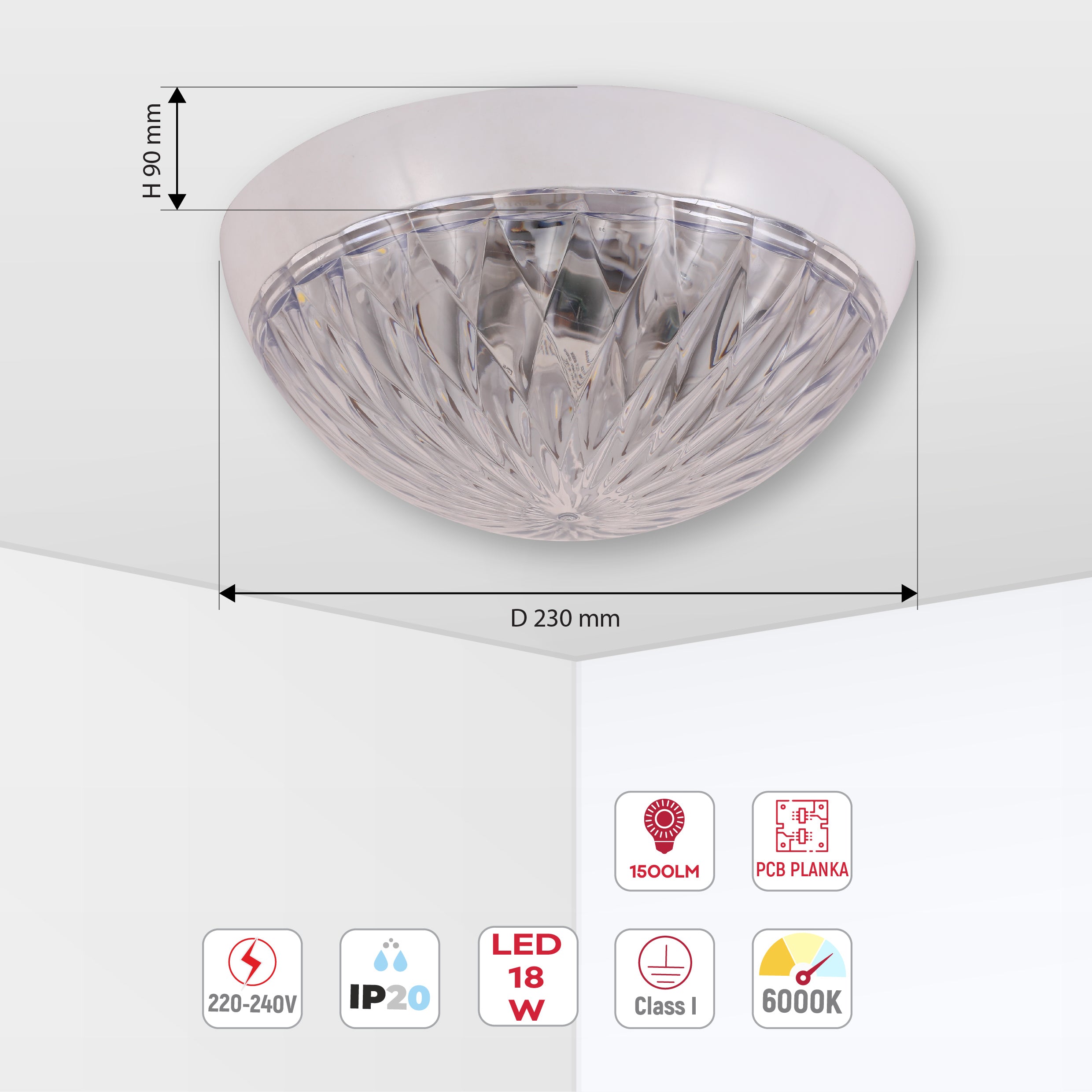 Потолочный светильник KAMELYA MINI LED, 18Вт, диаметр 230 мм