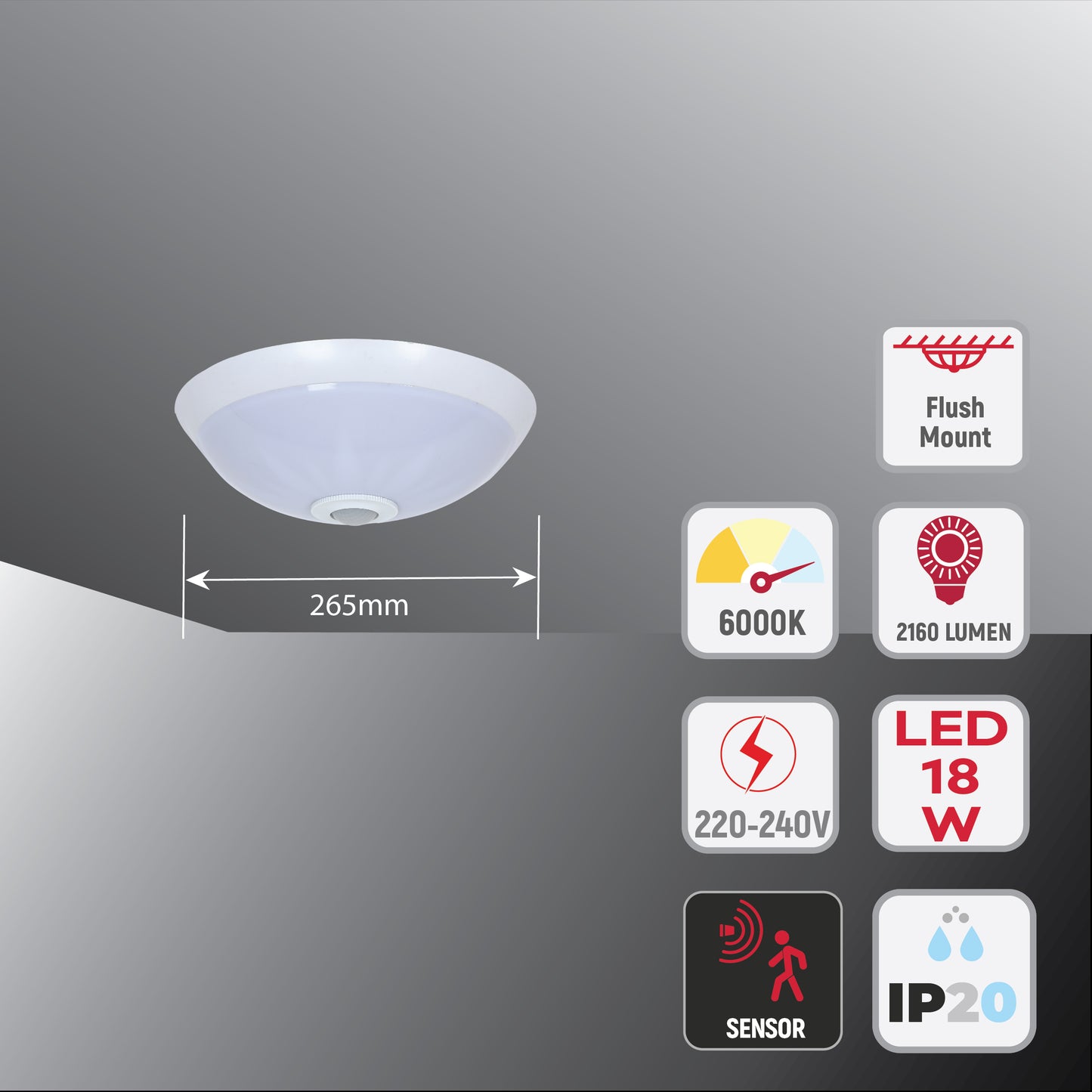 Светильник SMART SENSOR LED (Плафон с Датчиком)