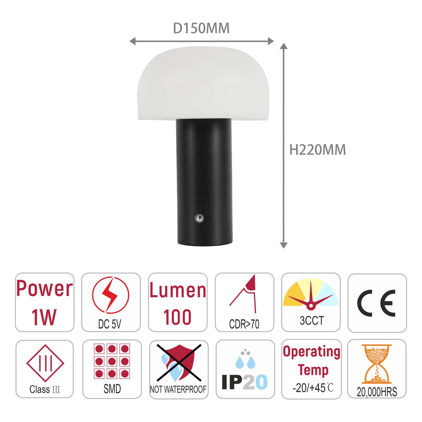 Современная LED-лампа в минималистичном дизайне в виде гриба.
