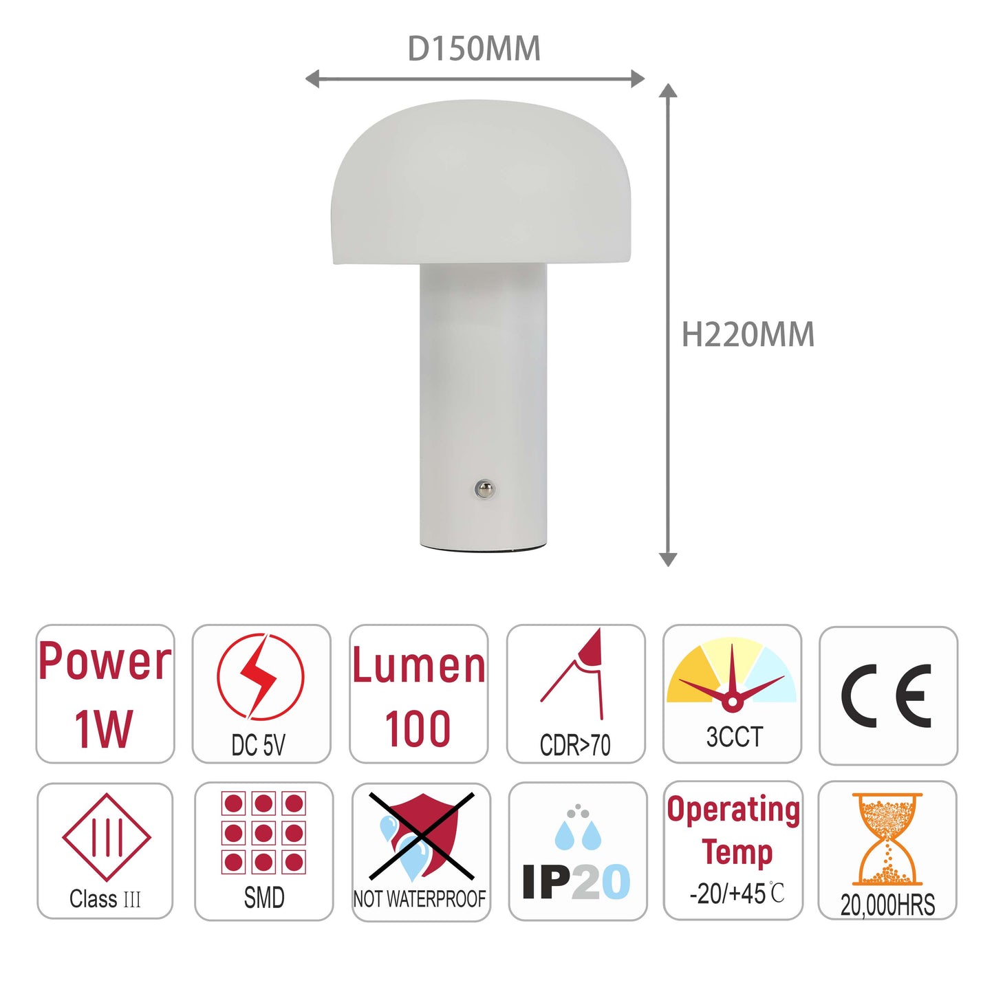 Современная LED-лампа в минималистичном дизайне в виде гриба.