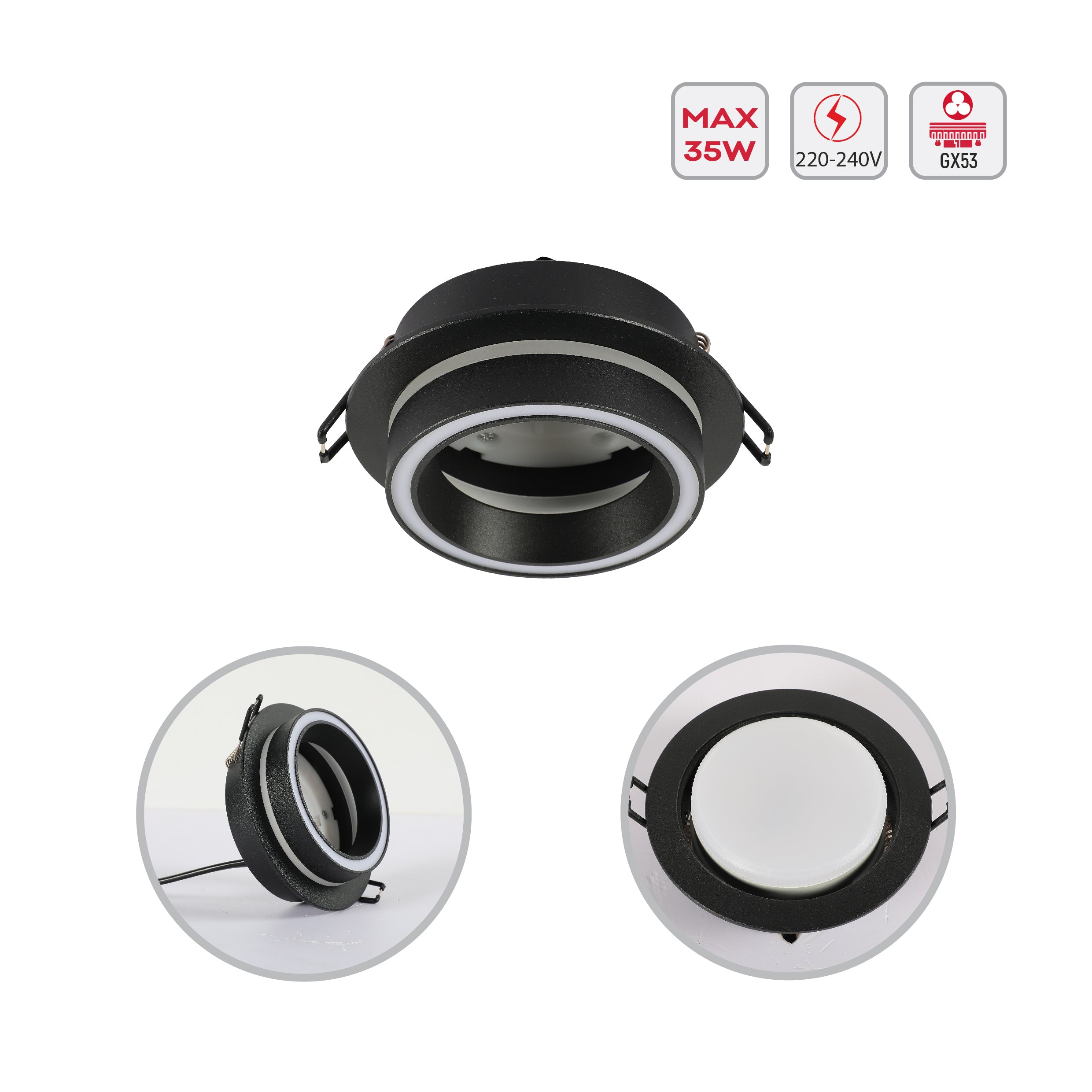 Low UGR Fixed Recessed FR505 GX53 Downlighter Square