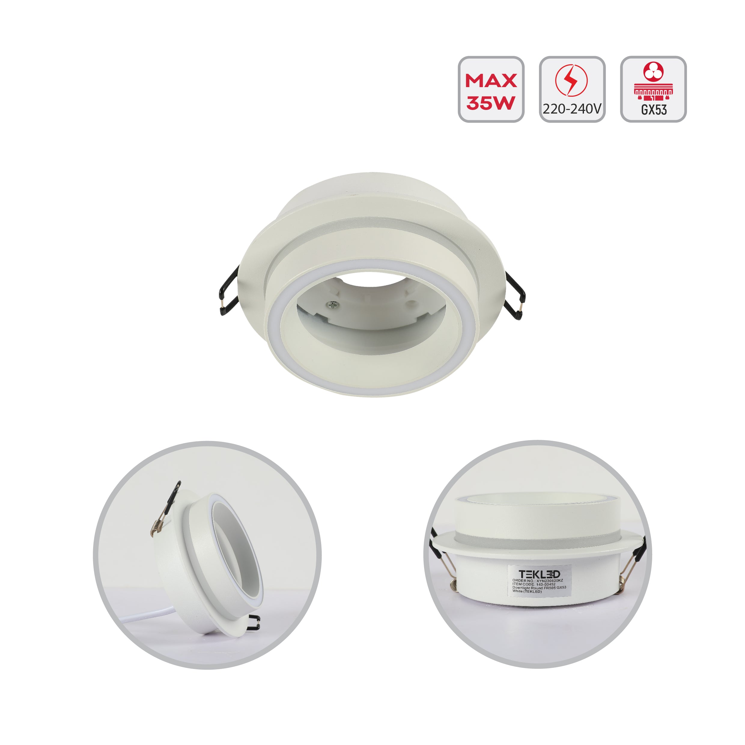 Low UGR Fixed Recessed FR505 GX53 Downlighter Square