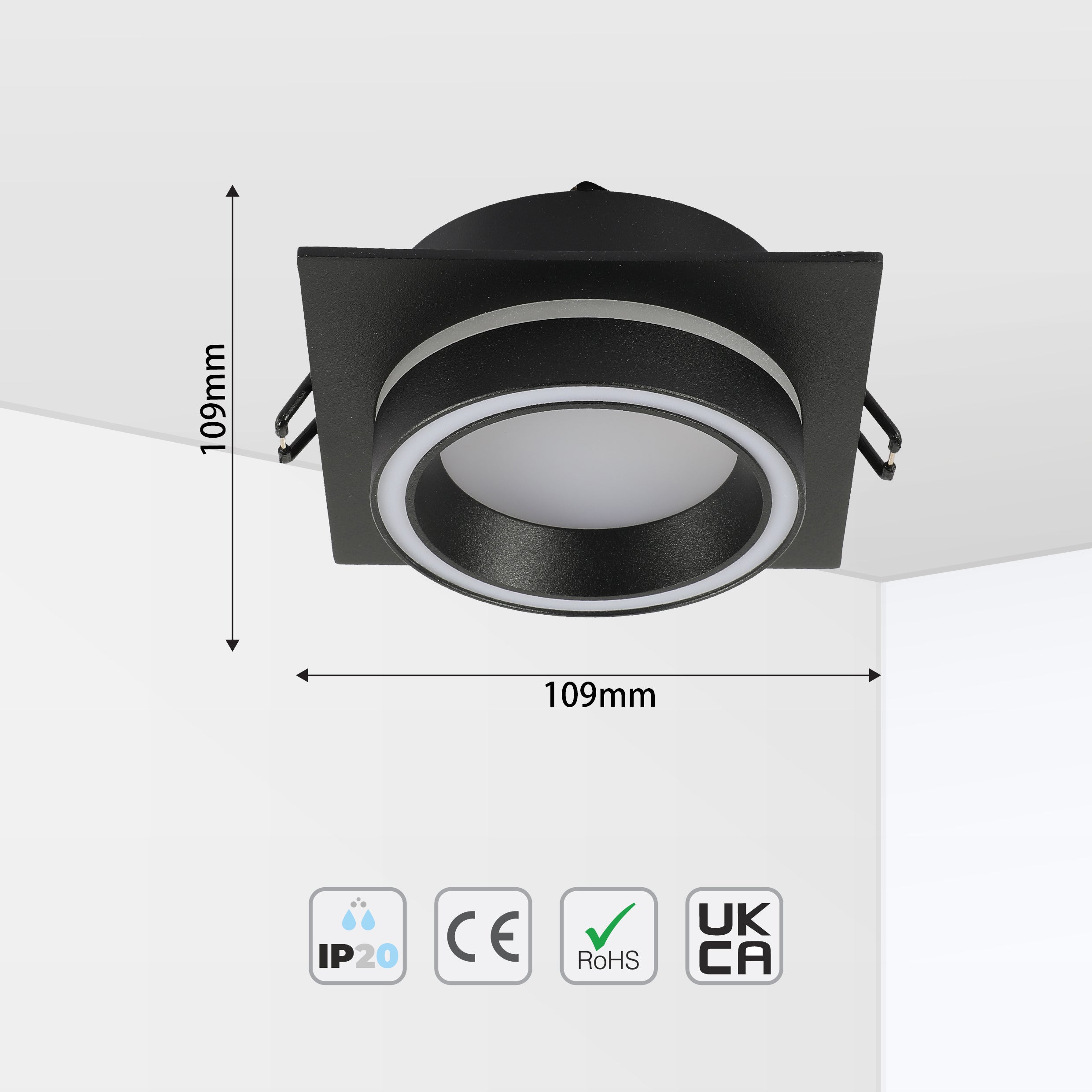 Low UGR Fixed Recessed FR505 GX53 Downlighter Square