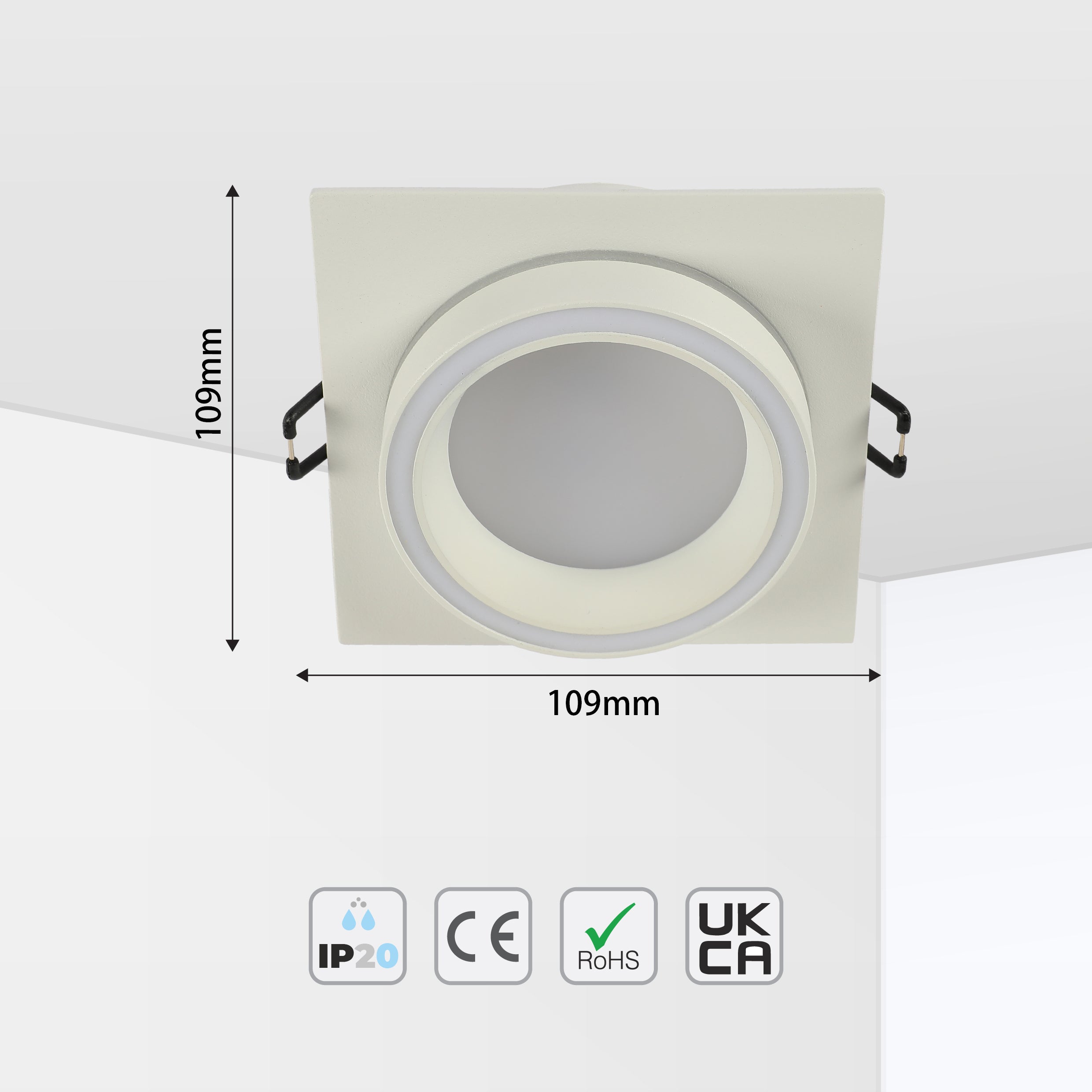 Low UGR Fixed Recessed FR505 GX53 Downlighter Square