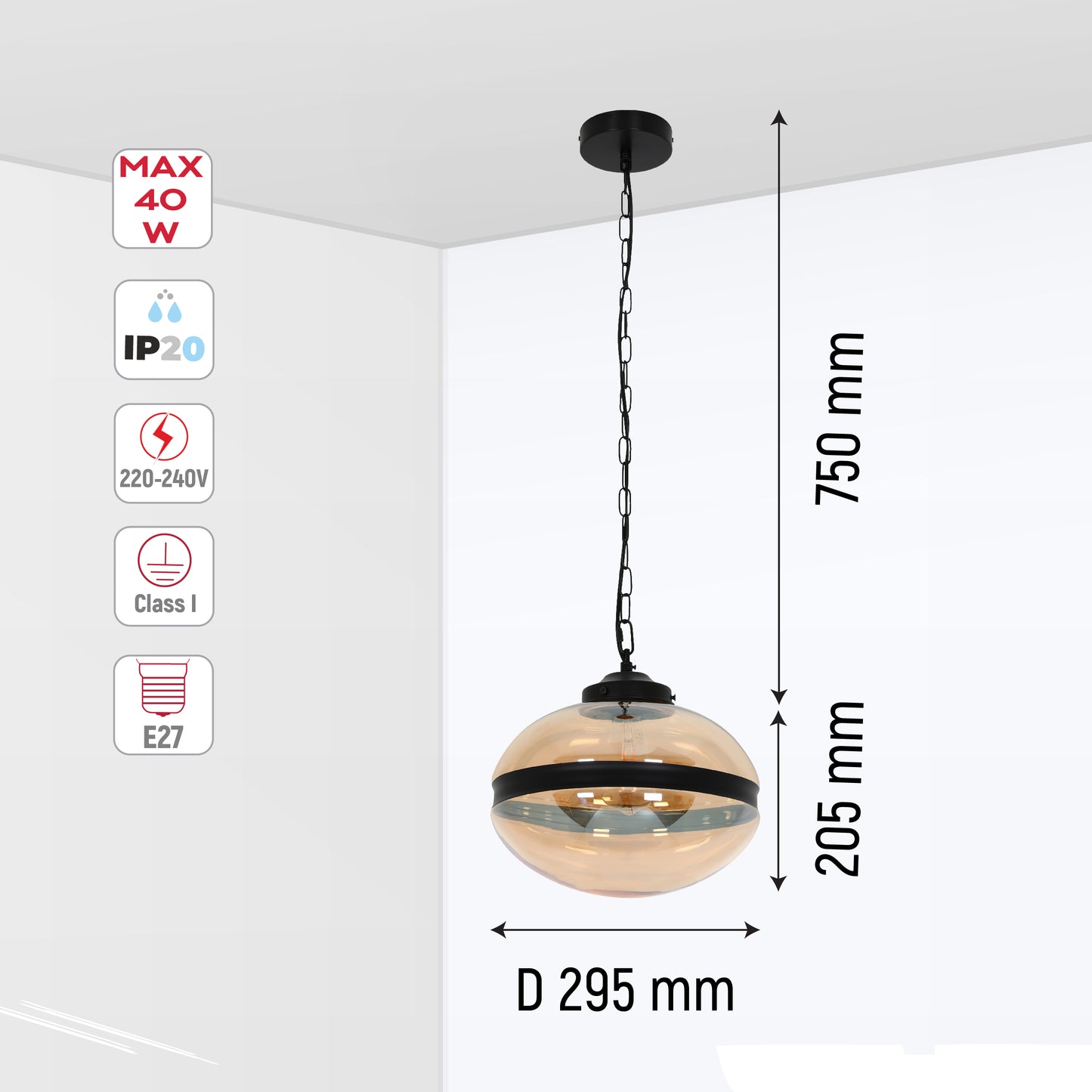 Металл лазермен кесілген глобус пішіні бар Malunga аспа шамы E27