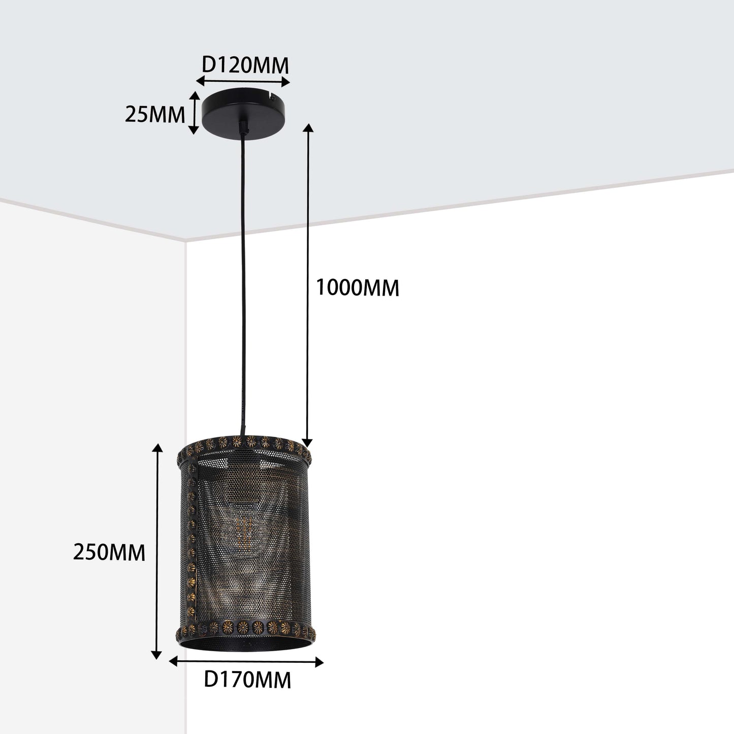 Металл лазермен кесілген глобус пішіні бар Malunga аспа шамы E27
