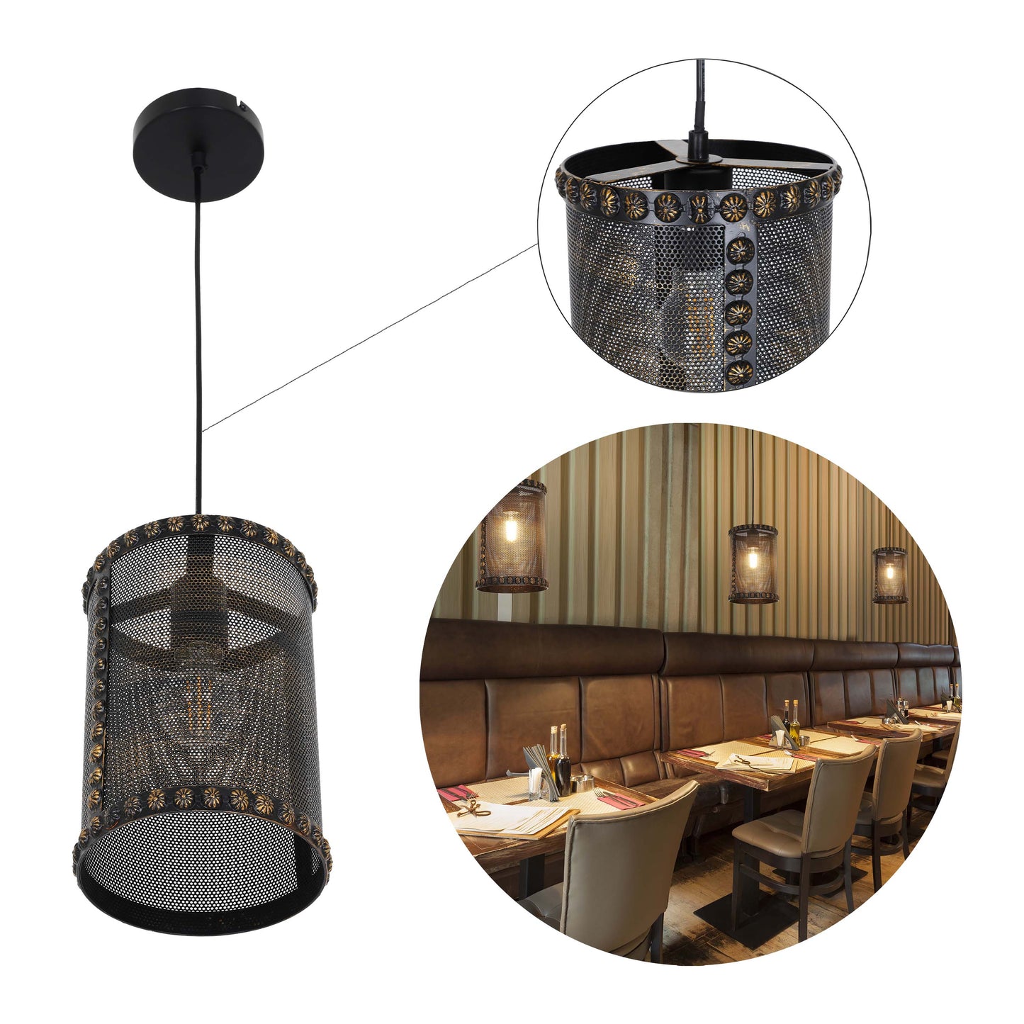 Металл лазермен кесілген глобус пішіні бар Malunga аспа шамы E27