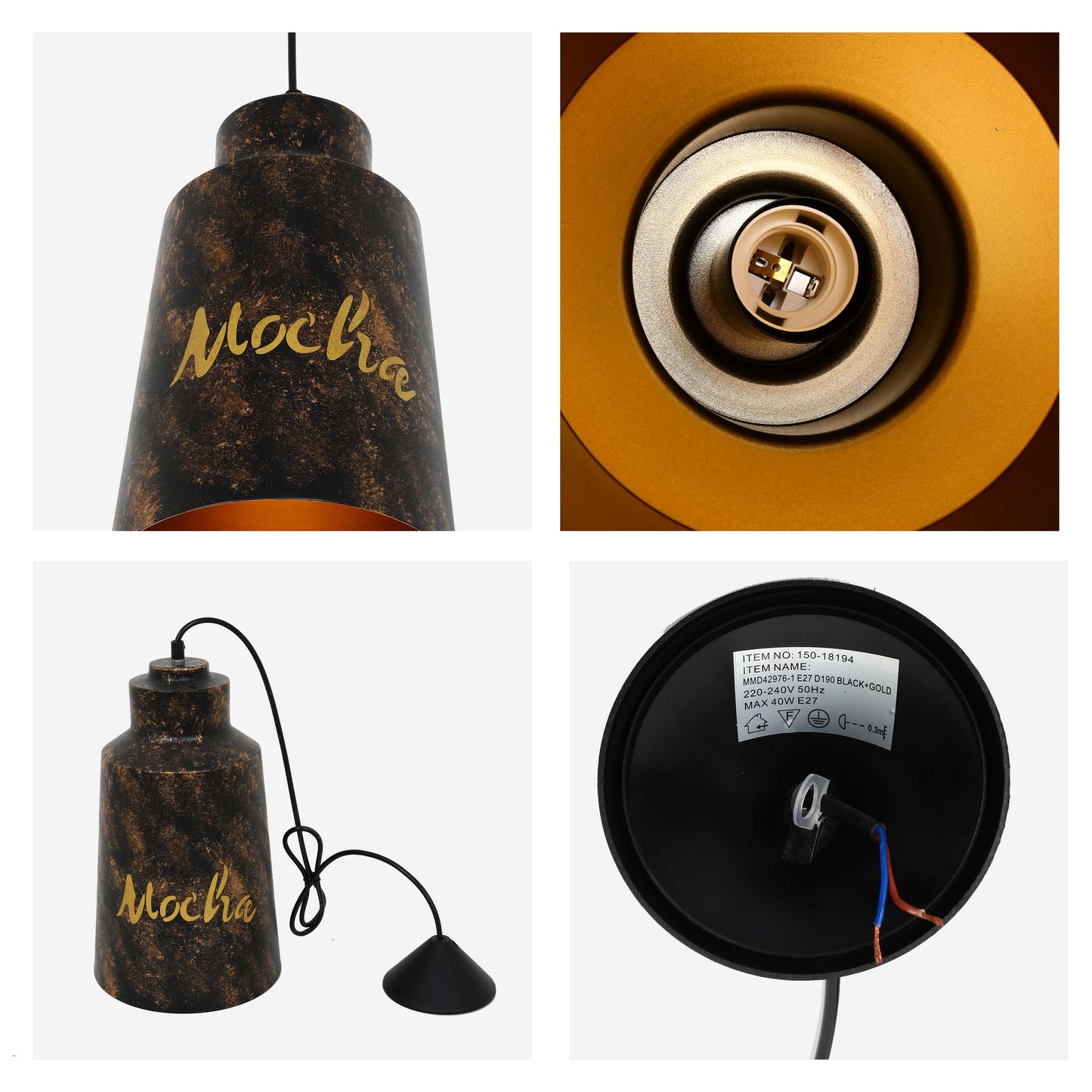 Подвесной Светильник 'Industrial Dome' (Черное Золото)