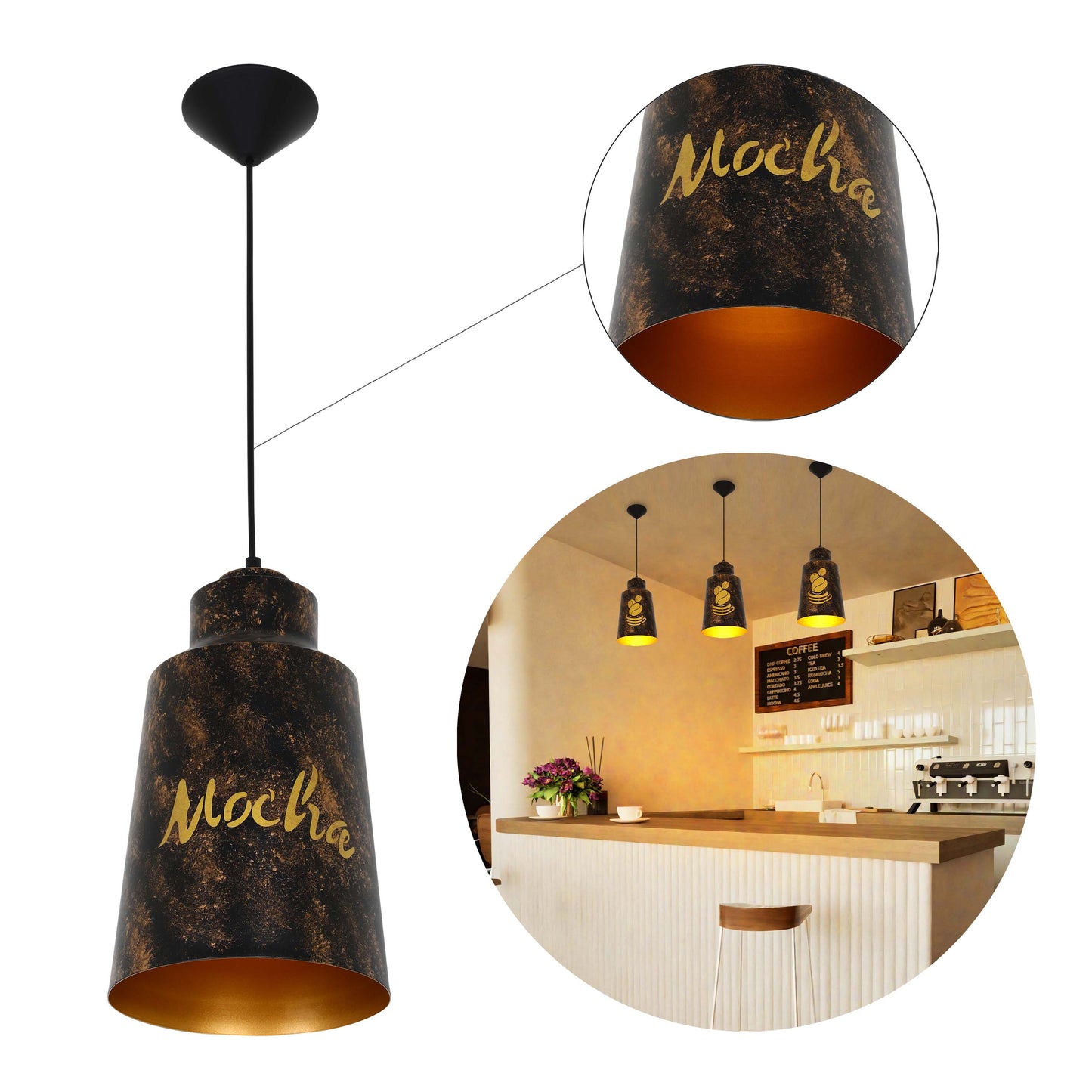 Подвесной Светильник 'Industrial Dome' (Черное Золото)