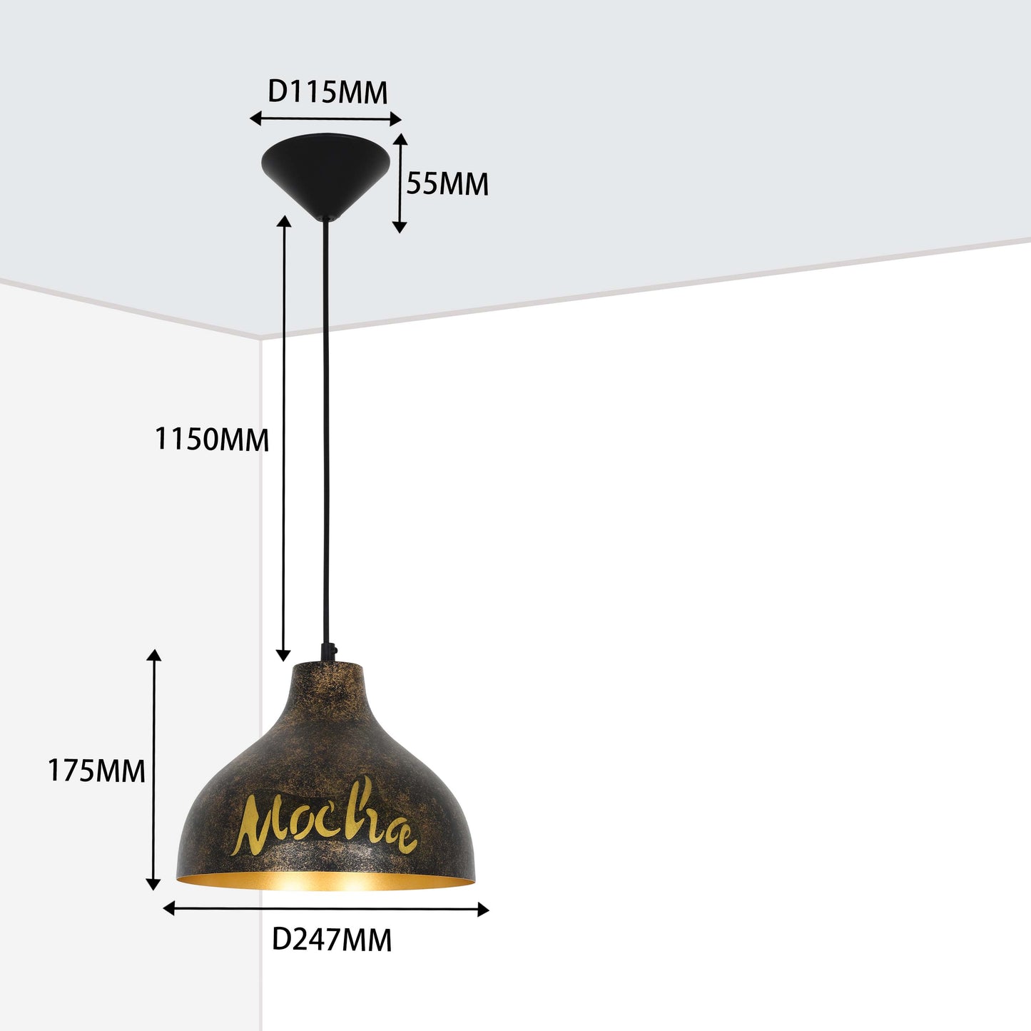 Подвесной Светильник 'Industrial Dome' (Черное Золото)