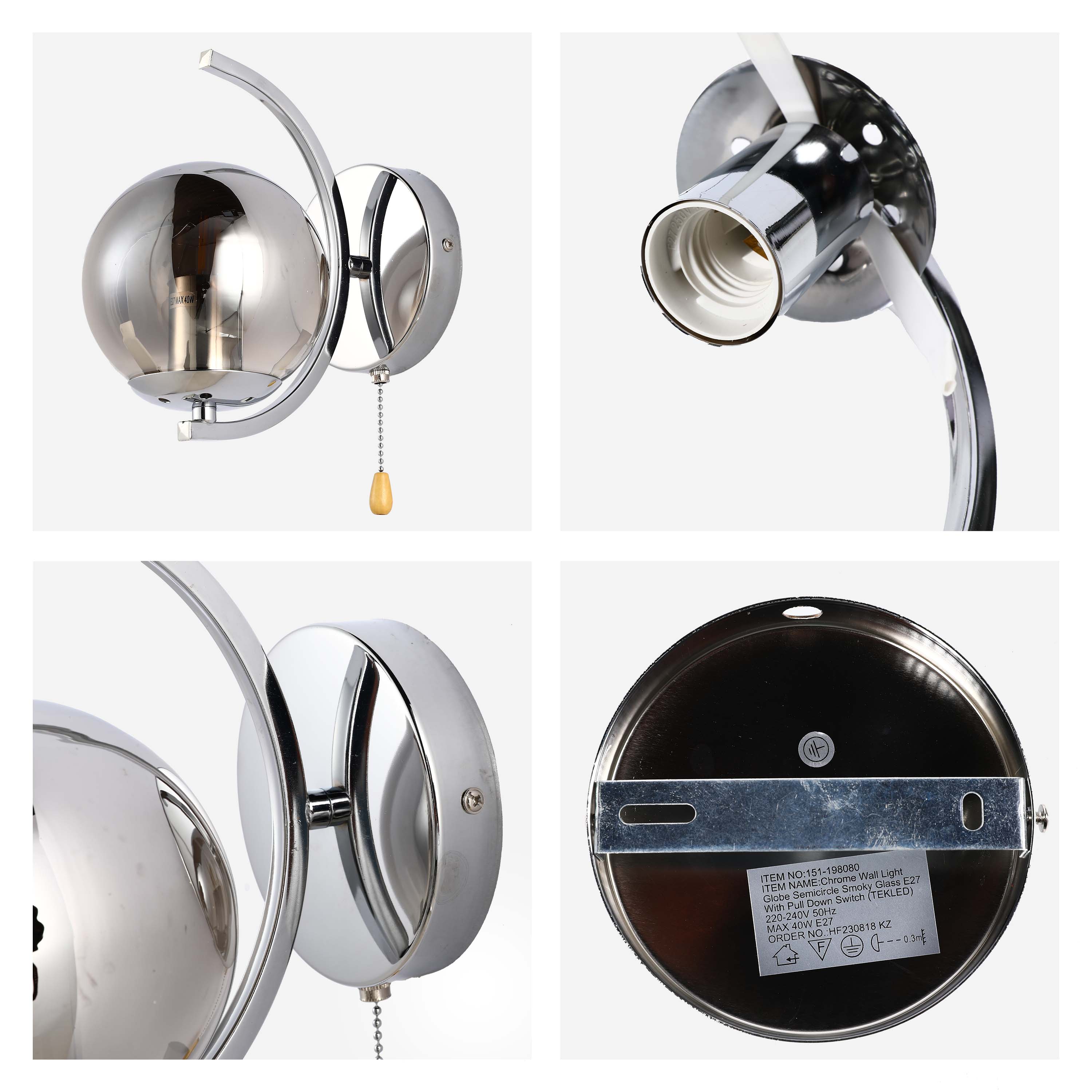 Современный металлосветильник на стену Globe Glass Gold Chrome E27