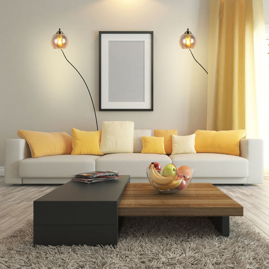 Элегантный настенный светильник – янтарное купольное стекло и старинная латунь