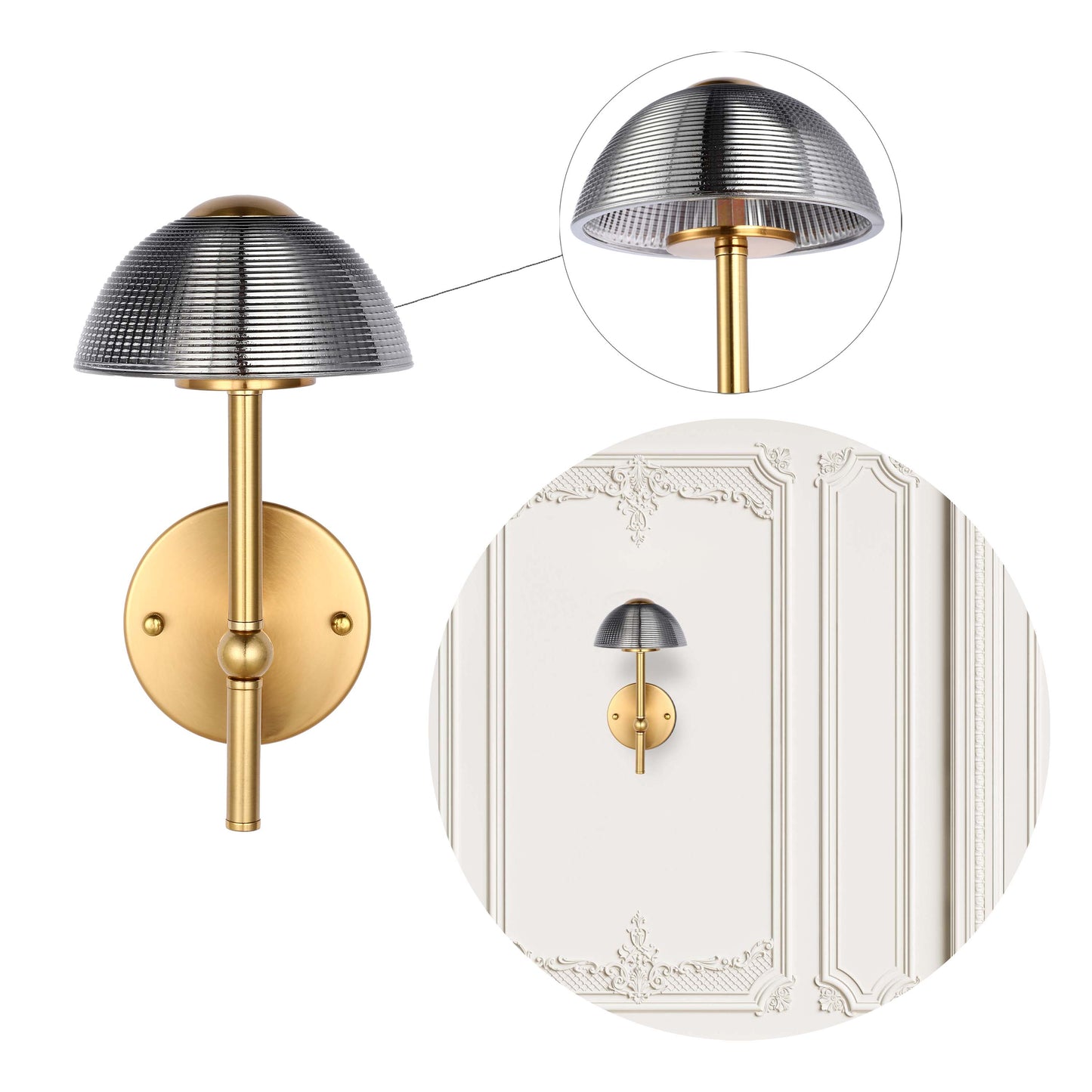 Бронзовый настенный LED-светильник 6565-B — дымчатое стекло, 5W, 3CCT
