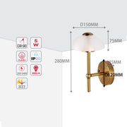 Бронзовый настенный LED-светильник 6565-B — дымчатое стекло, 5W, 3CCT