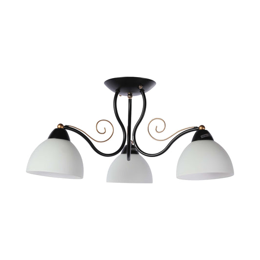 Люстра из матового стекла и нержавеющей стали в современном исполнении