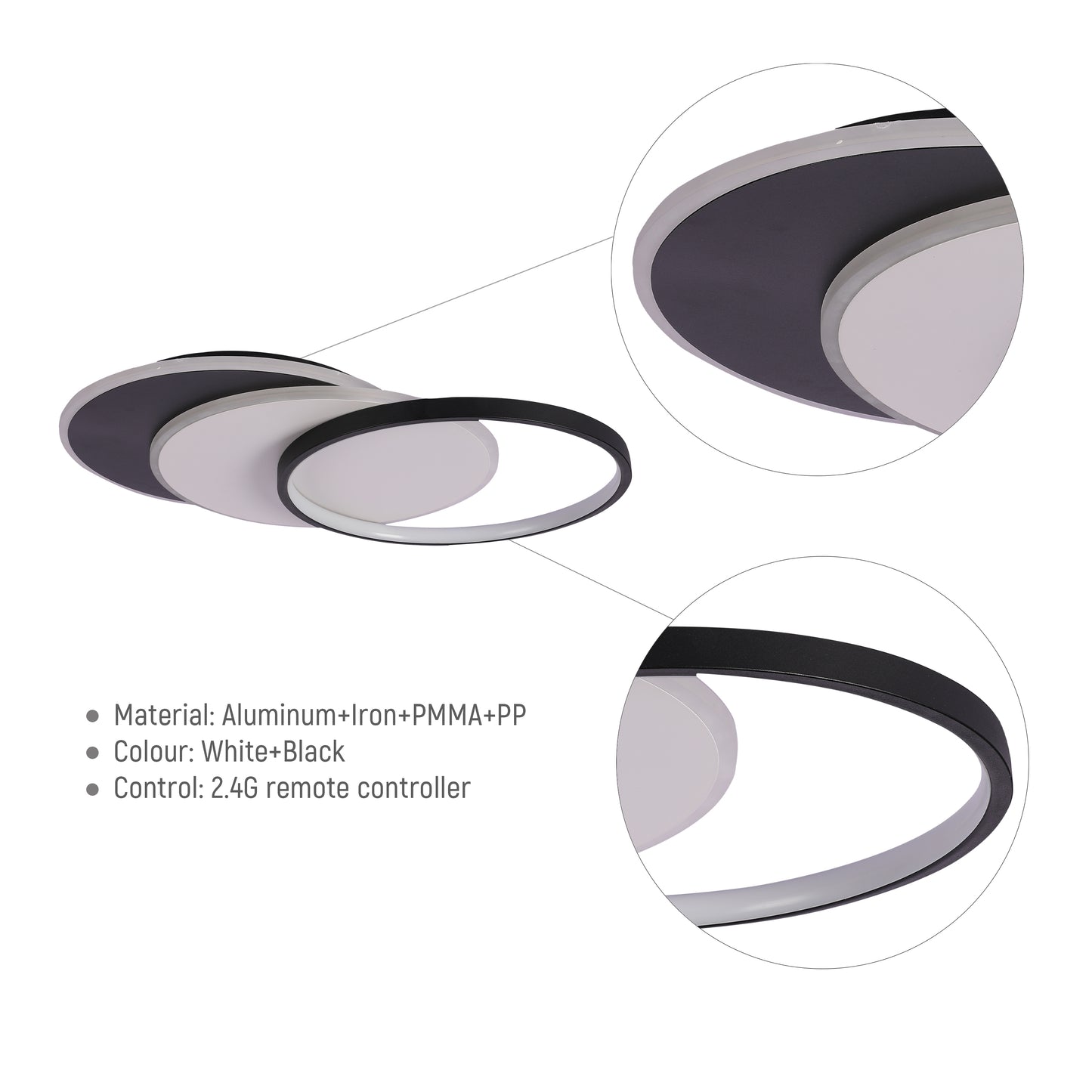 Современный потолочный светильник LED, белый корпус, диммируемый, с изменением цветовой температуры и дистанционным управлением