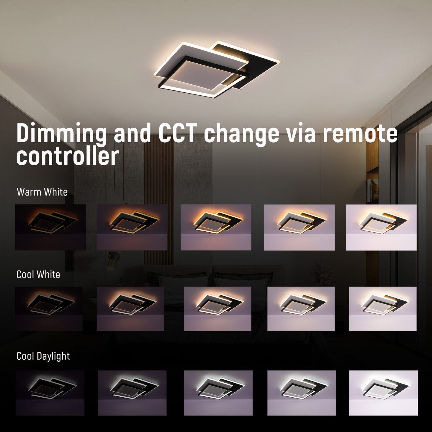 Современный потолочный светильник LED, белый корпус, диммируемый, с изменением цветовой температуры и дистанционным управлением