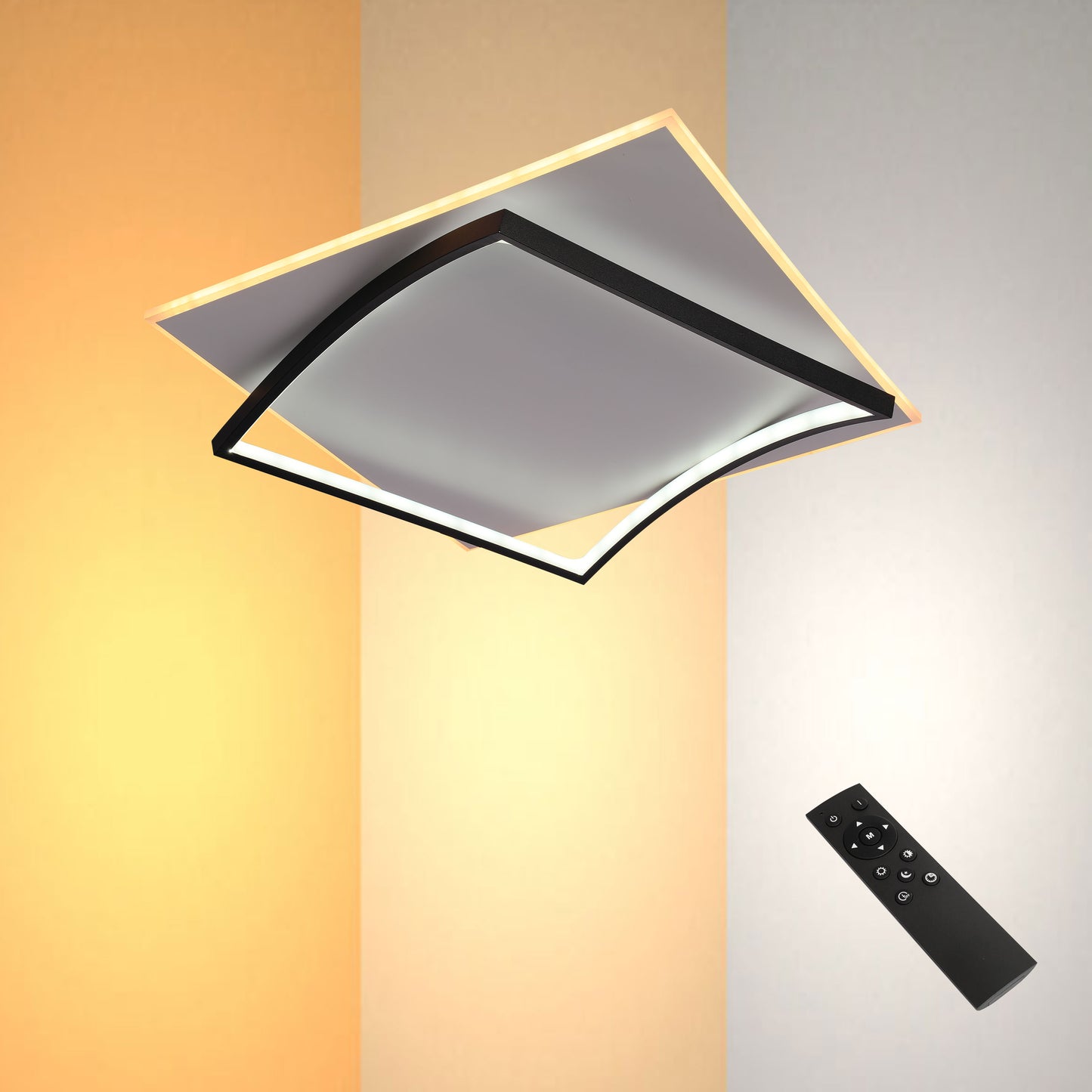 Современный потолочный светильник LED, белый корпус, диммируемый, с изменением цветовой температуры и дистанционным управлением