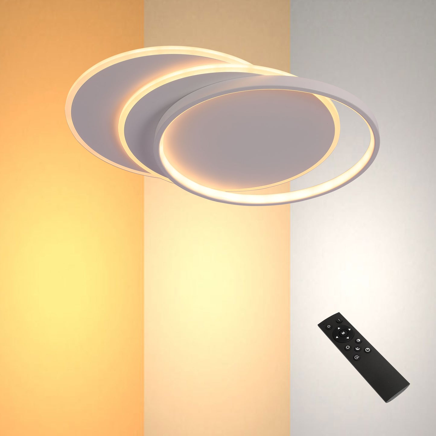 Современный потолочный светильник LED, белый корпус, диммируемый, с изменением цветовой температуры и дистанционным управлением