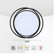 Современный потолочный LED-светильник 36W, двойной дизайн, чёрно-белый корпус, круглая/квадратная форма, 3 режима цвета (CCT)