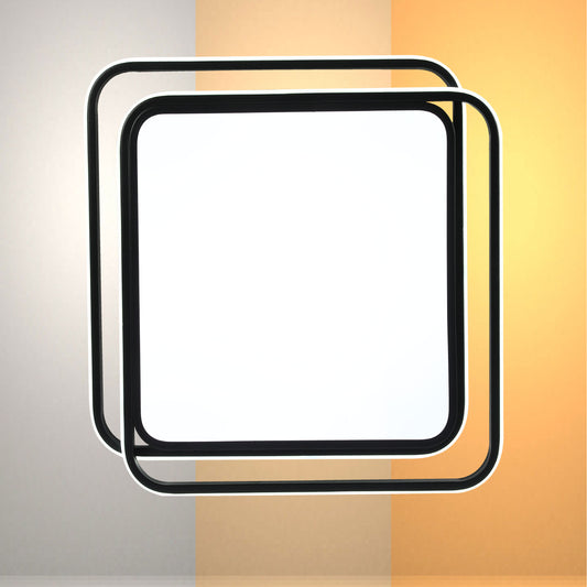 Современный потолочный LED-светильник 36W, двойной дизайн, чёрно-белый корпус, круглая/квадратная форма, 3 режима цвета (CCT)